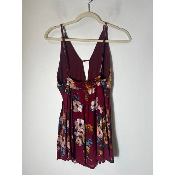 Audrey 3 + 1 Dark Red Floral Backless Mini Dress Sz XS - Picture 2 of 3